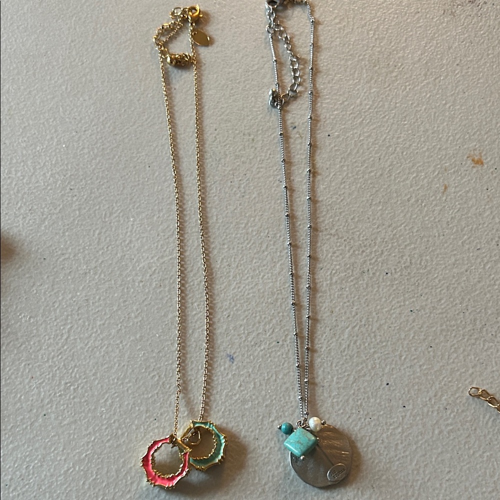 Lia Sophia Gold and Silver Pendant Necklace Set